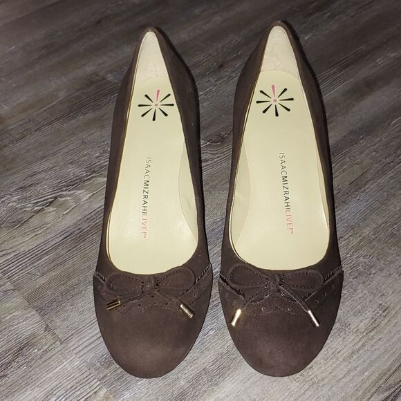 Isaac Mizrahi Live Imkalma brown Wedges Sz 7 NWOT - Picture 2 of 8